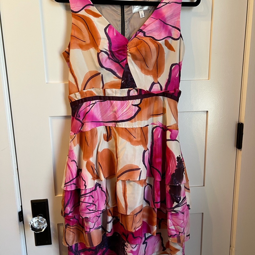 Moulinette Soeurs Anthropologie Silk Dress Pink & Orange 6